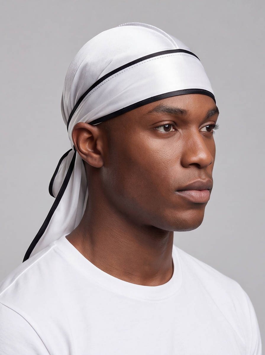 White & Black Satin Durag