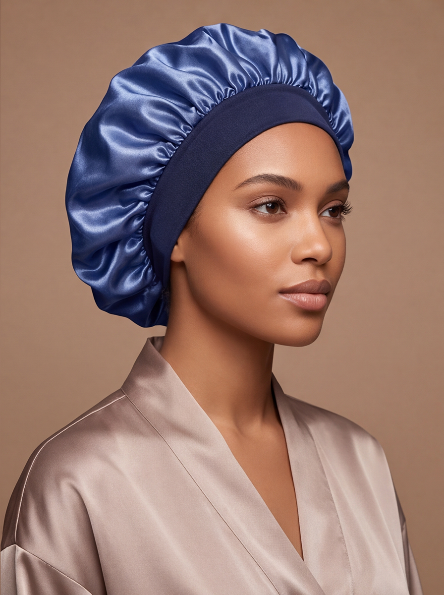 Blue Satin Bonnet