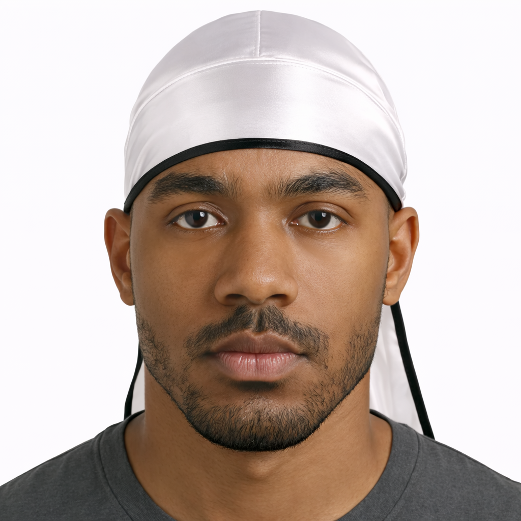 White & Black Satin Durag