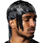 Durag preto com estampa paisley