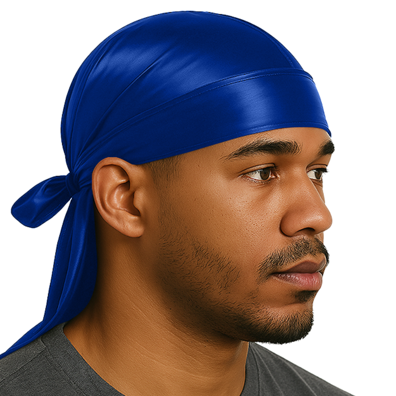 Niebieski jedwabny durag