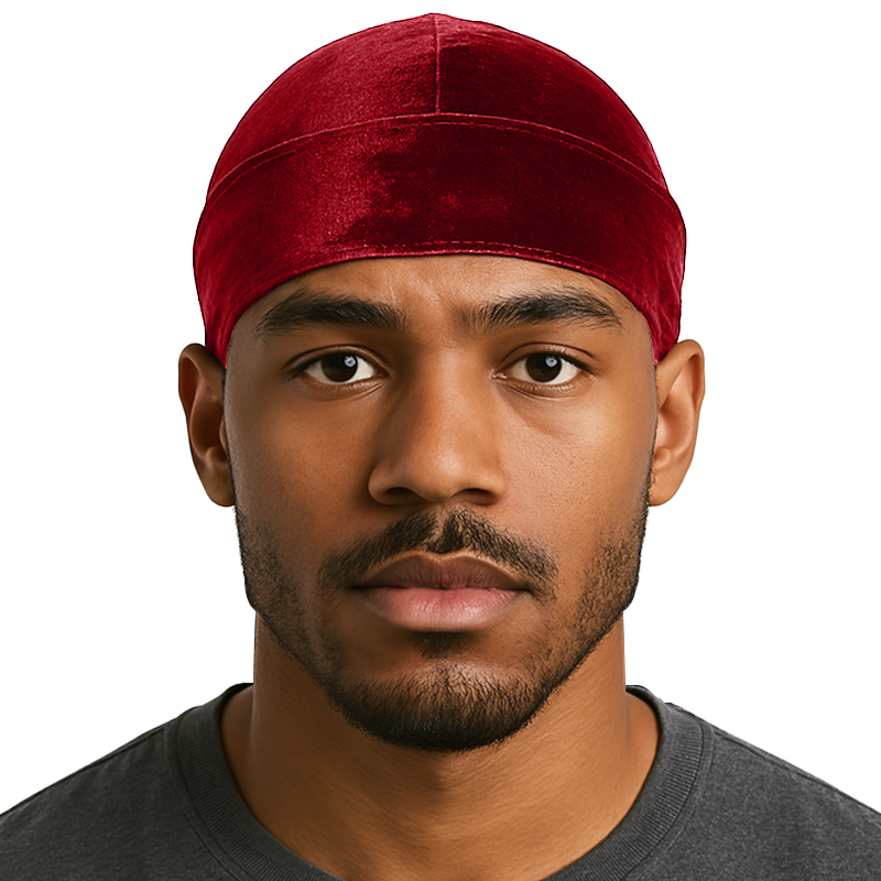 Czerwony aksamitny durag
