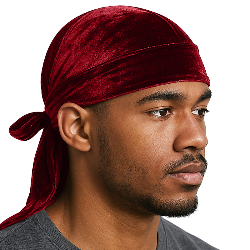 Czerwony aksamitny durag