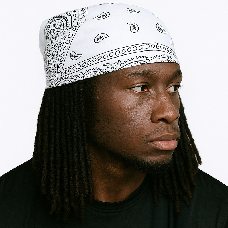Bandana à motifs paisley blancs