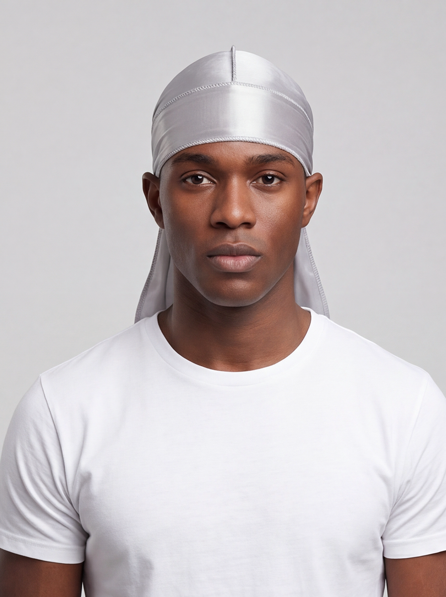 Grauer seidiger Durag