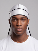 Durag in raso bianco e nero