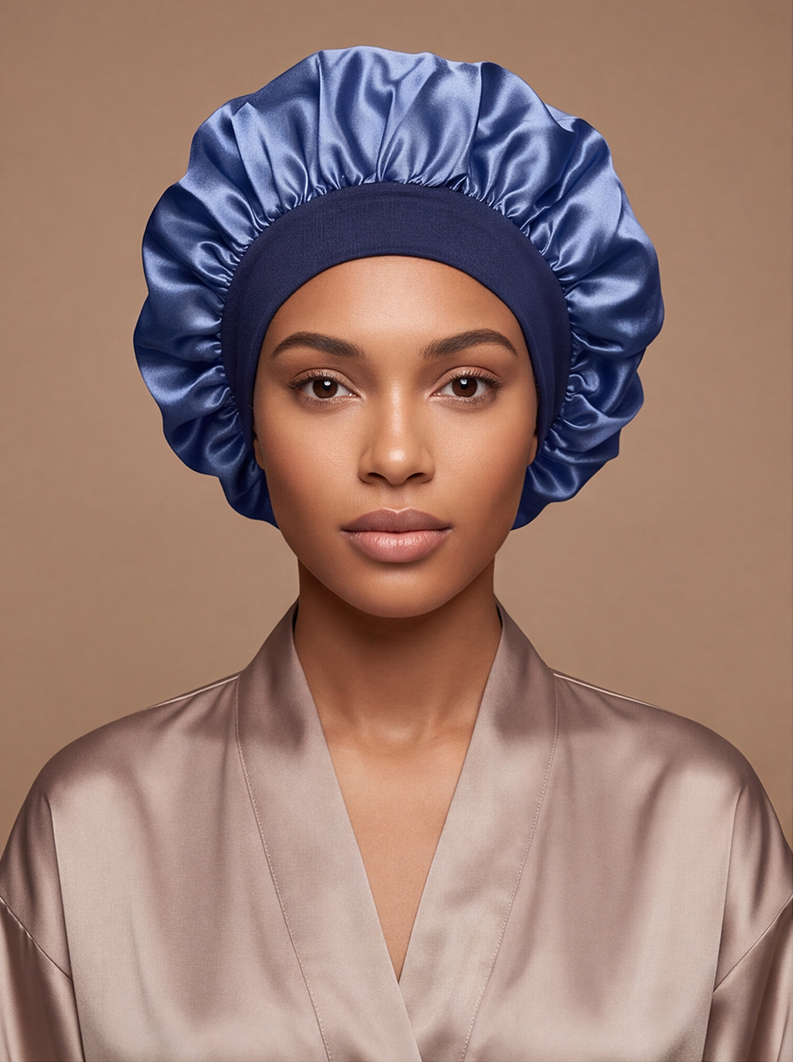 Blue Satin Bonnet