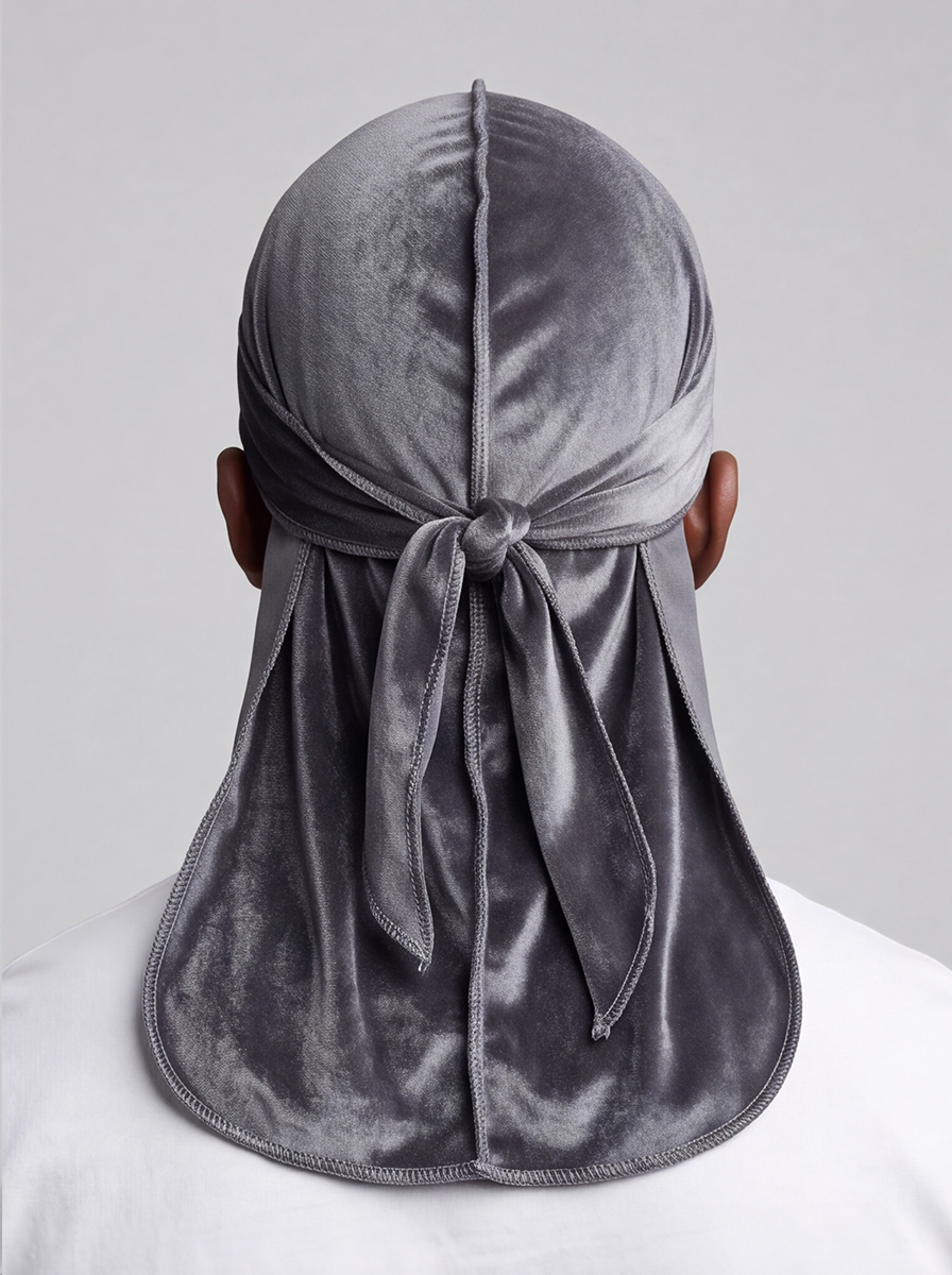Szary welurowy durag