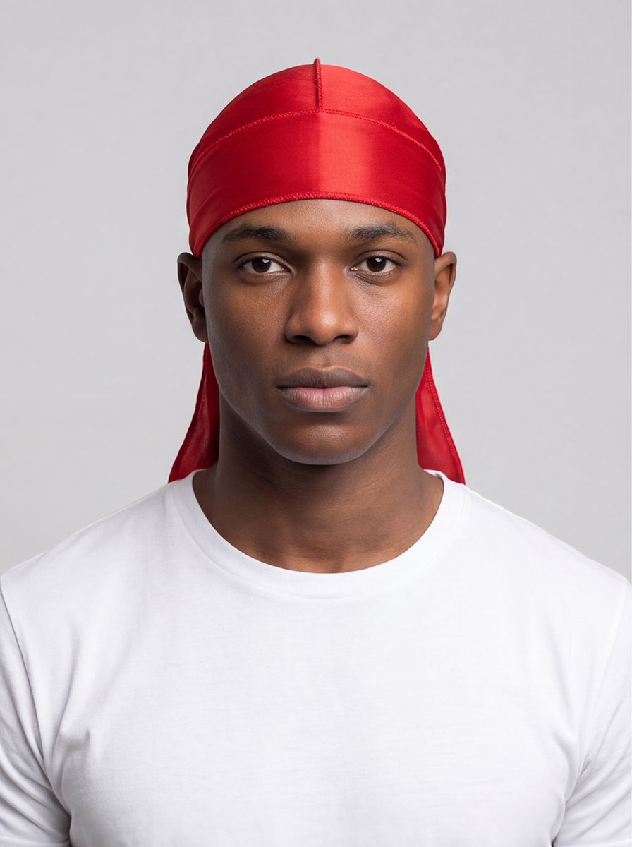 Roter seidiger Durag