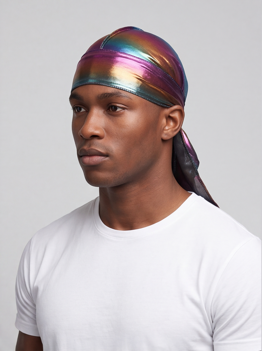Durag holographique multicolore