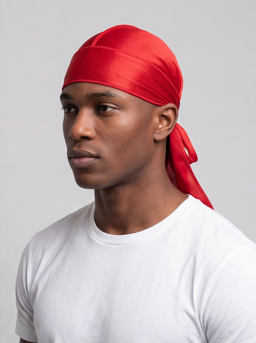 Roter seidiger Durag