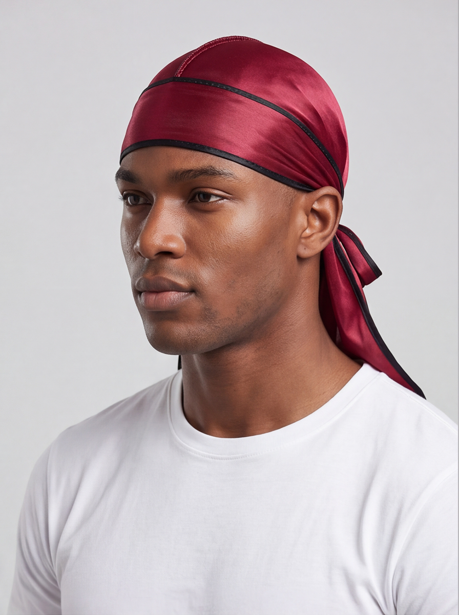 Durag in raso rosso e nero