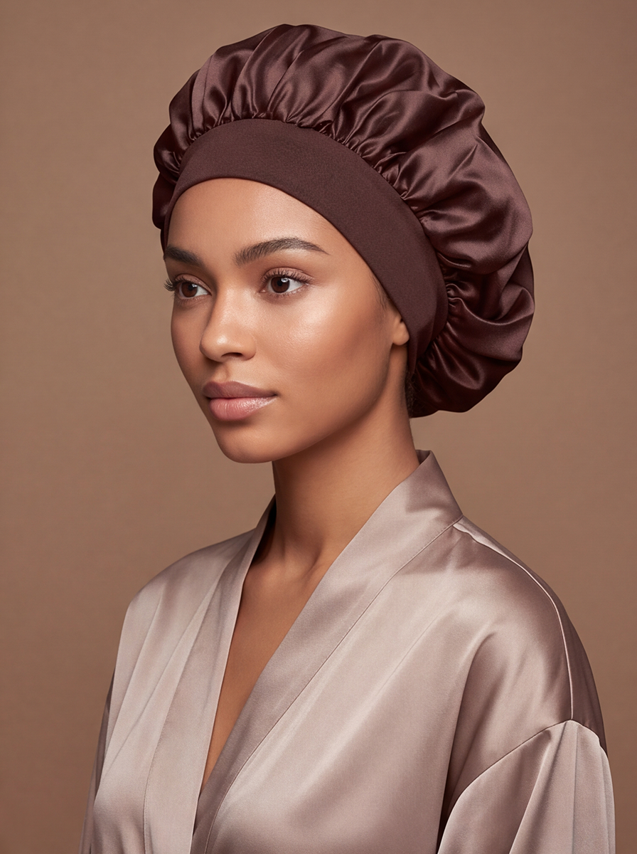 Brown Satin Bonnet