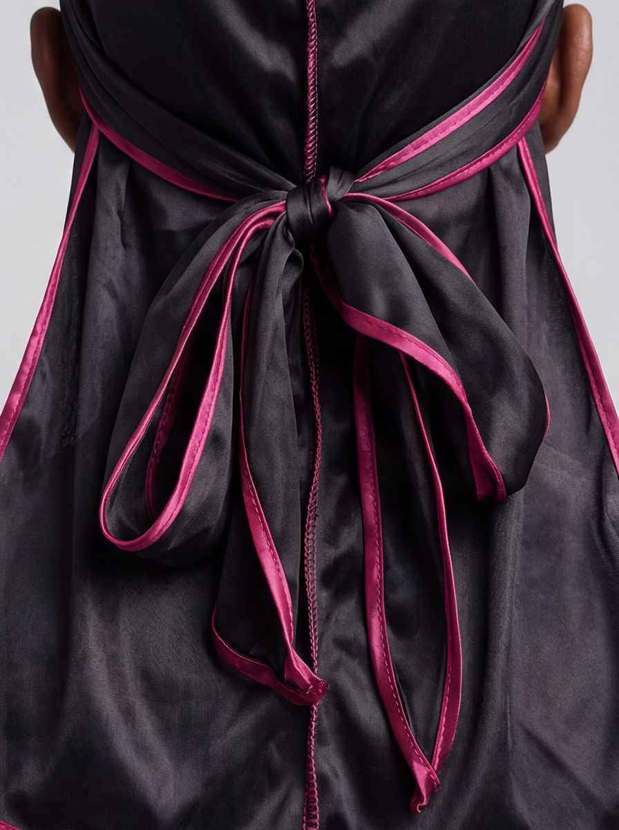 Durag in raso nero e rosso