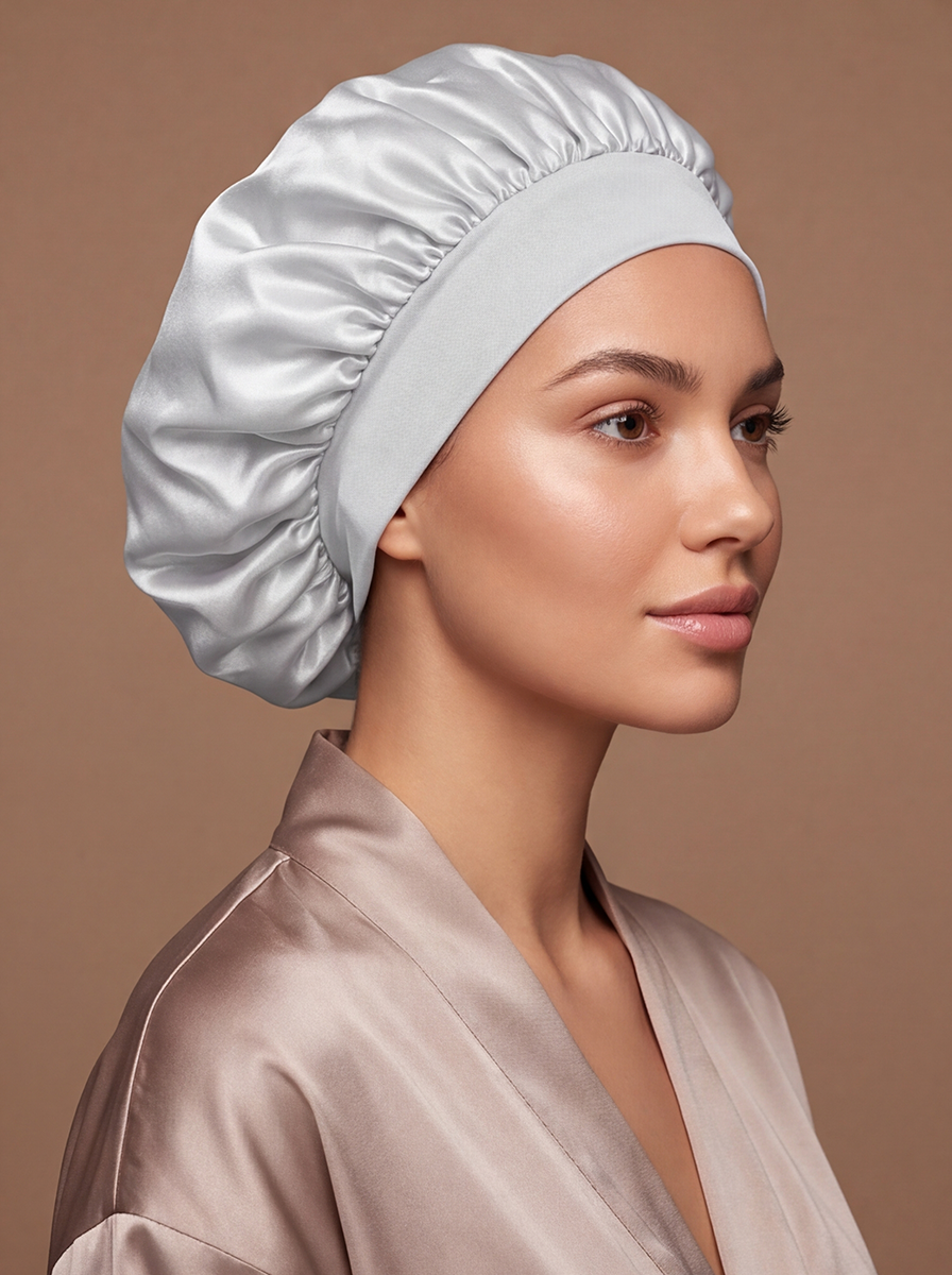 Biały satynowy bonnet