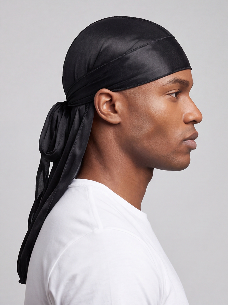 Czarny jedwabisty durag