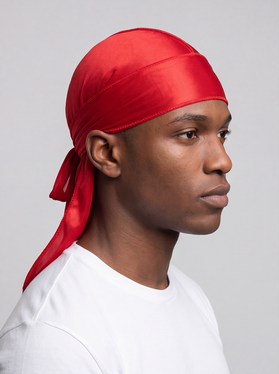Roter seidiger Durag