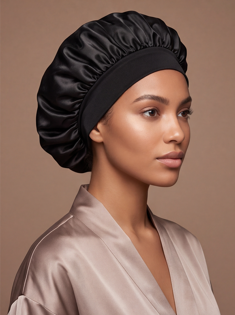 Czarny satynowy bonnet