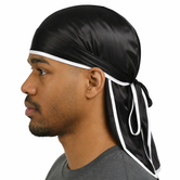 Czarny jedwabny durag