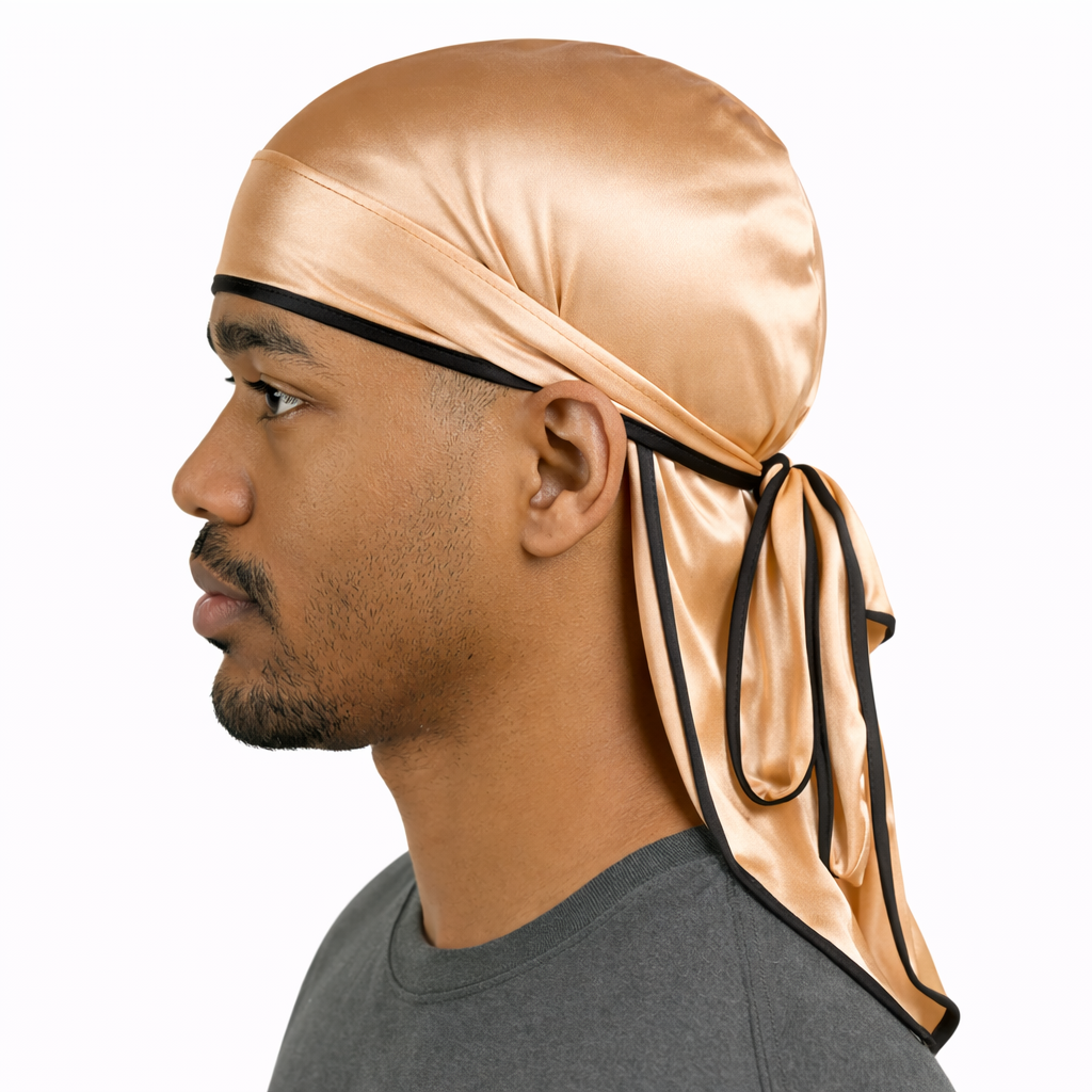 Gold & Black Satin Durag