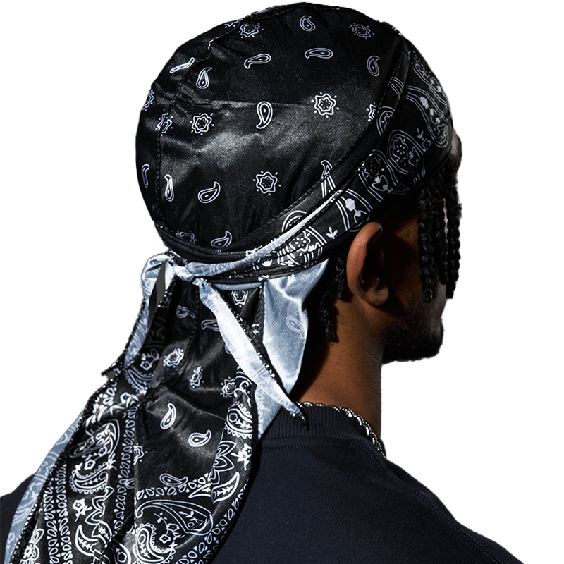Czarny durag w wzór paisley